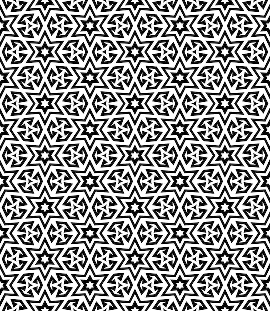 Patrón abstracto sin costuras en blanco y negro Fondo y telón de fondo Diseño ornamental en escala de gris