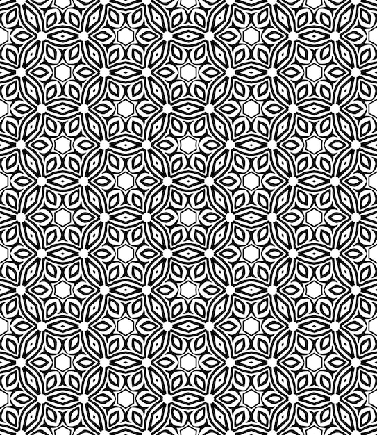 Patrón abstracto sin costuras en blanco y negro Fondo y telón de fondo Diseño ornamental en escala de gris