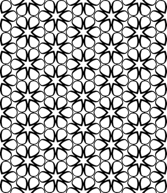 Patrón abstracto sin costuras en blanco y negro Fondo y telón de fondo Diseño ornamental en escala de gris