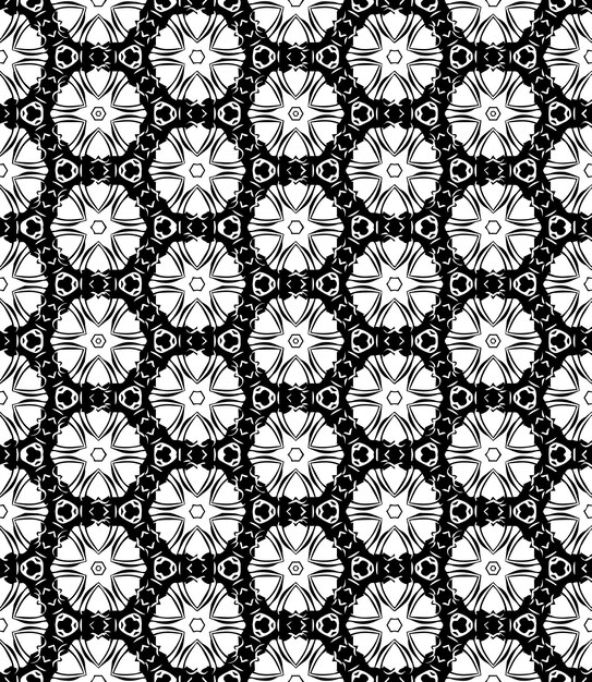 Patrón abstracto sin costuras en blanco y negro Fondo y telón de fondo Diseño ornamental en escala de gris