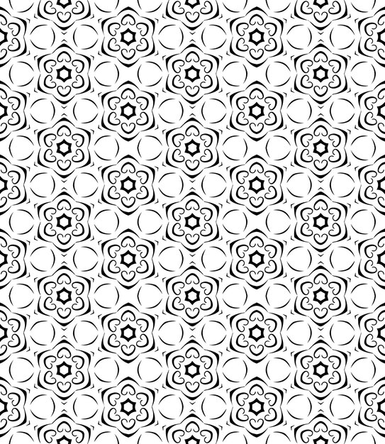 Patrón abstracto sin costuras en blanco y negro Fondo y telón de fondo Diseño ornamental en escala de gris