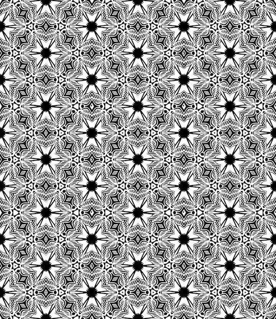 Patrón abstracto sin costuras en blanco y negro Fondo y telón de fondo Diseño ornamental en escala de gris