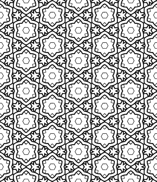 Patrón abstracto sin costuras en blanco y negro Fondo y telón de fondo Diseño ornamental en escala de gris