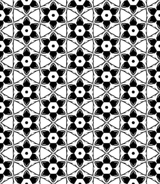 Patrón abstracto sin costuras en blanco y negro Fondo y telón de fondo Diseño ornamental en escala de gris