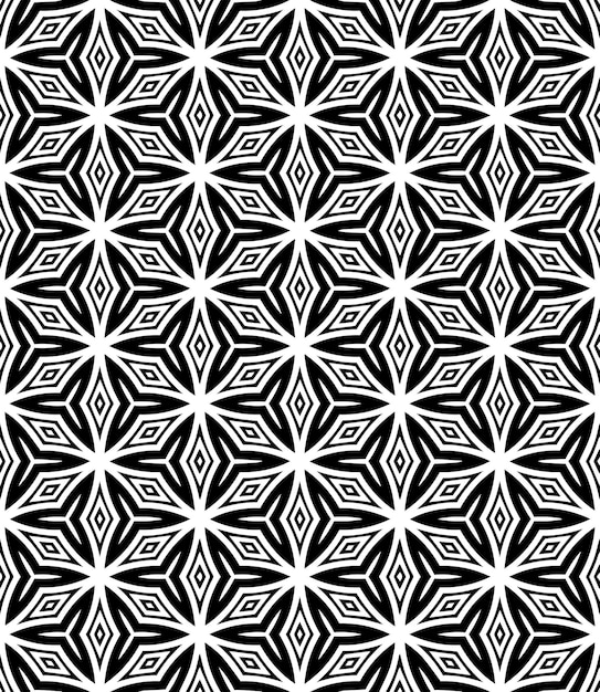 Patrón abstracto sin costuras en blanco y negro Fondo y telón de fondo Diseño ornamental en escala de gris