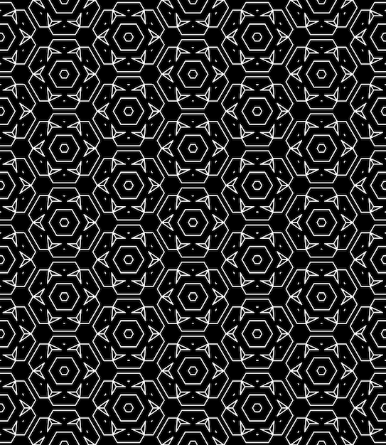 Patrón abstracto sin costuras en blanco y negro Fondo y telón de fondo Diseño ornamental en escala de gris