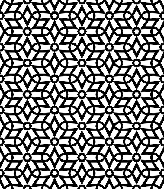 Patrón abstracto sin costuras en blanco y negro Fondo y telón de fondo Diseño ornamental en escala de gris