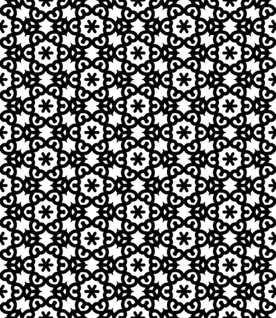 Patrón abstracto sin costuras en blanco y negro Fondo y telón de fondo Diseño ornamental en escala de gris