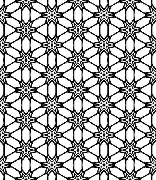 Patrón abstracto sin costuras en blanco y negro Fondo y telón de fondo Diseño ornamental en escala de gris