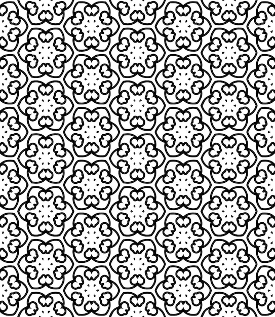 Patrón abstracto sin costuras en blanco y negro Fondo y telón de fondo Diseño ornamental en escala de gris