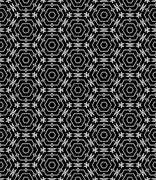 Patrón abstracto sin costuras en blanco y negro Fondo y telón de fondo Diseño ornamental en escala de gris