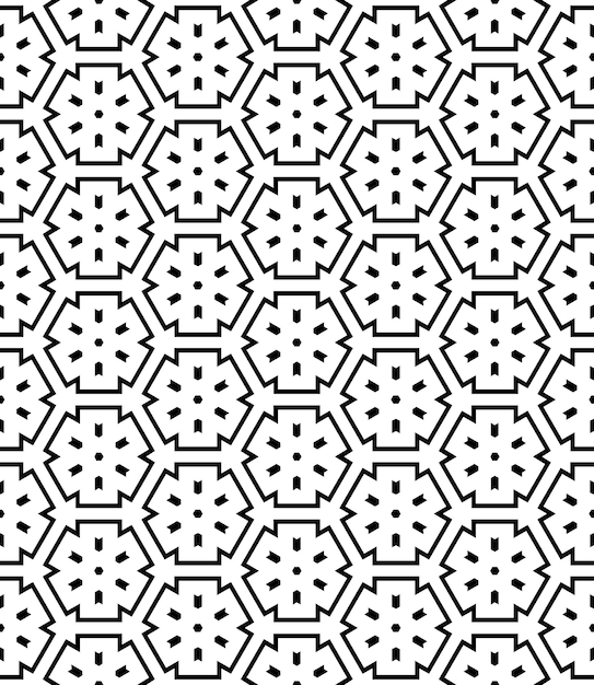 Patrón abstracto sin costuras en blanco y negro Fondo y telón de fondo Diseño ornamental en escala de gris