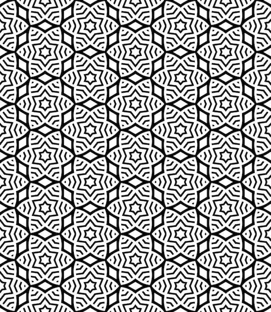 Patrón abstracto sin costuras en blanco y negro Fondo y telón de fondo Diseño ornamental en escala de gris