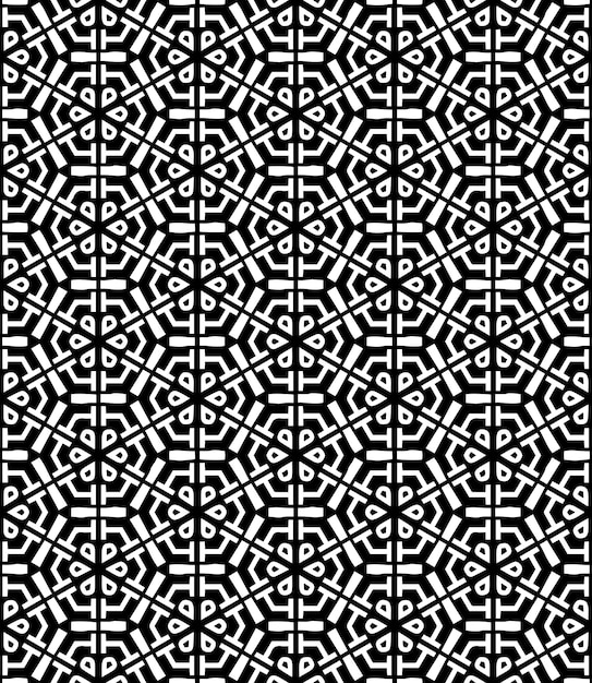 Patrón abstracto sin costuras en blanco y negro Fondo y telón de fondo Diseño ornamental en escala de gris