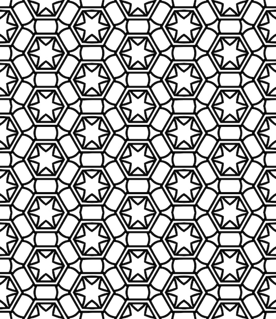 Patrón abstracto sin costuras en blanco y negro Fondo y telón de fondo Diseño ornamental en escala de gris