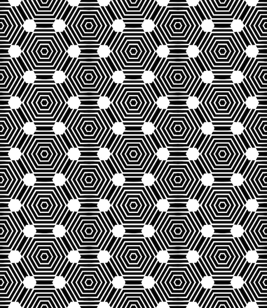 Patrón abstracto sin costuras en blanco y negro Fondo y telón de fondo Diseño ornamental en escala de gris