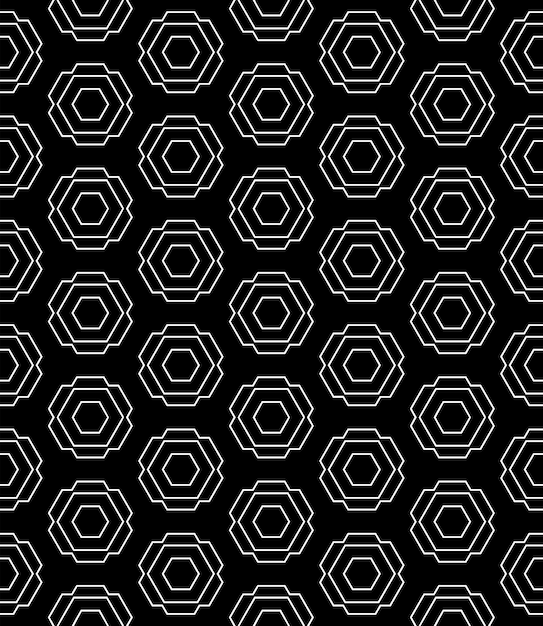 Patrón abstracto sin costuras en blanco y negro Fondo y telón de fondo Diseño ornamental en escala de gris