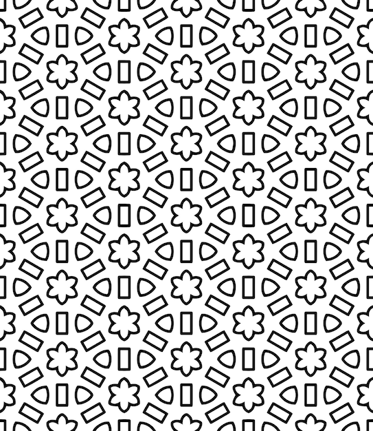 Patrón abstracto sin costuras en blanco y negro Fondo y telón de fondo Diseño ornamental en escala de gris