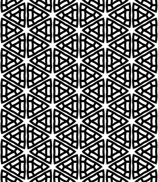 Patrón abstracto sin costuras en blanco y negro Fondo y telón de fondo Diseño ornamental en escala de gris