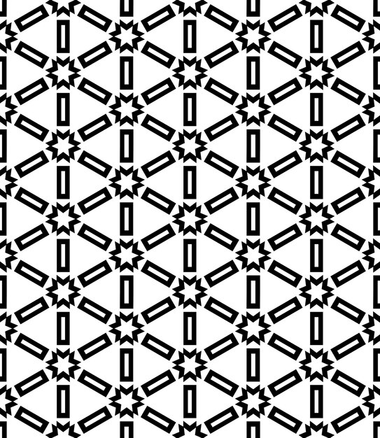 Patrón abstracto sin costuras en blanco y negro Fondo y telón de fondo Diseño ornamental en escala de gris