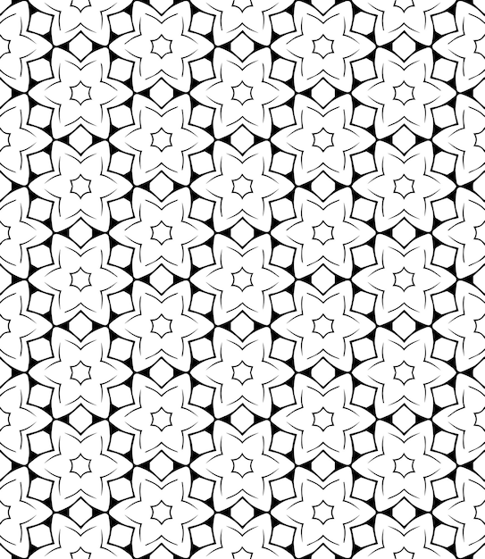 Patrón abstracto sin costuras en blanco y negro Fondo y telón de fondo Diseño ornamental en escala de gris