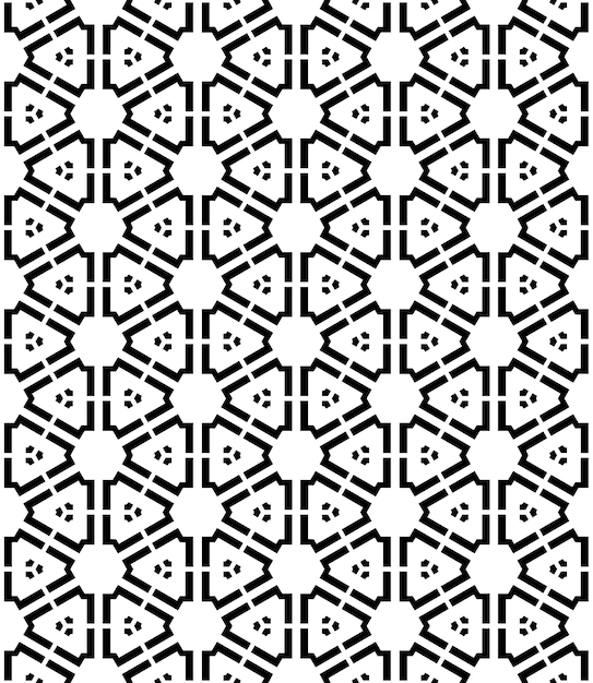 Patrón abstracto sin costuras en blanco y negro Fondo y telón de fondo Diseño ornamental en escala de gris
