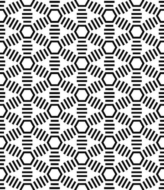 Patrón abstracto sin costuras en blanco y negro Fondo y telón de fondo Diseño ornamental en escala de gris