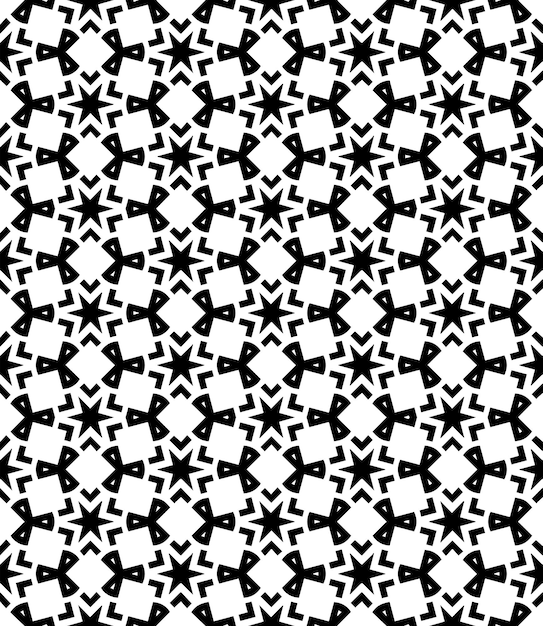 Patrón abstracto sin costuras en blanco y negro Fondo y telón de fondo Diseño ornamental en escala de gris