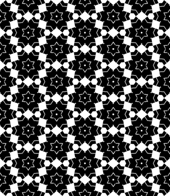 Patrón abstracto sin costuras en blanco y negro Fondo y telón de fondo Diseño ornamental en escala de gris