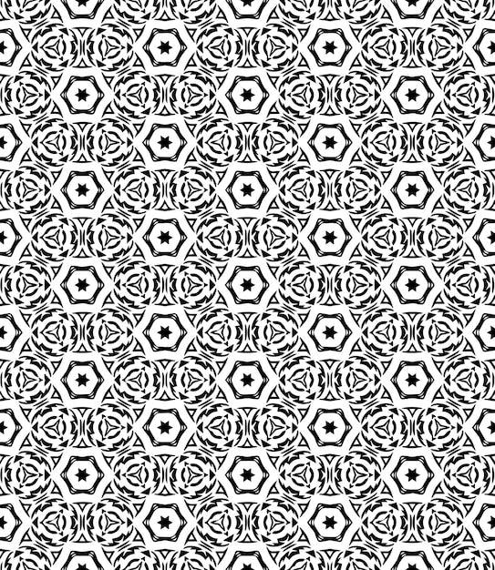 Patrón abstracto sin costuras en blanco y negro Fondo y telón de fondo Diseño ornamental en escala de gris