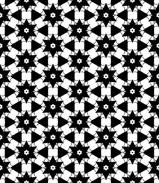 Patrón abstracto sin costuras en blanco y negro Fondo y telón de fondo Diseño ornamental en escala de gris
