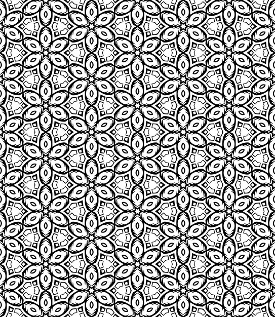 Patrón abstracto sin costuras en blanco y negro Fondo y telón de fondo Diseño ornamental en escala de gris