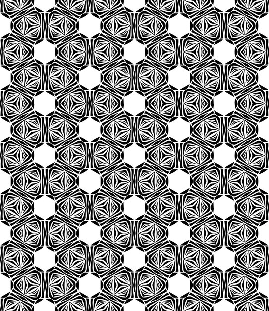 Patrón abstracto sin costuras en blanco y negro Fondo y telón de fondo Diseño ornamental en escala de gris