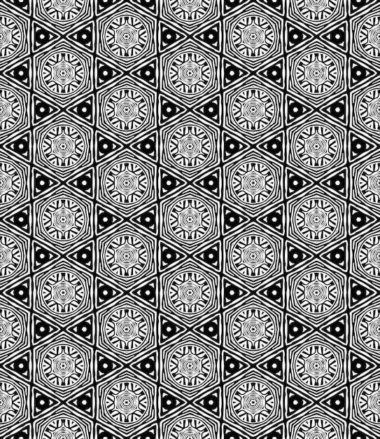 Patrón abstracto sin costuras en blanco y negro Fondo y telón de fondo Diseño ornamental en escala de gris