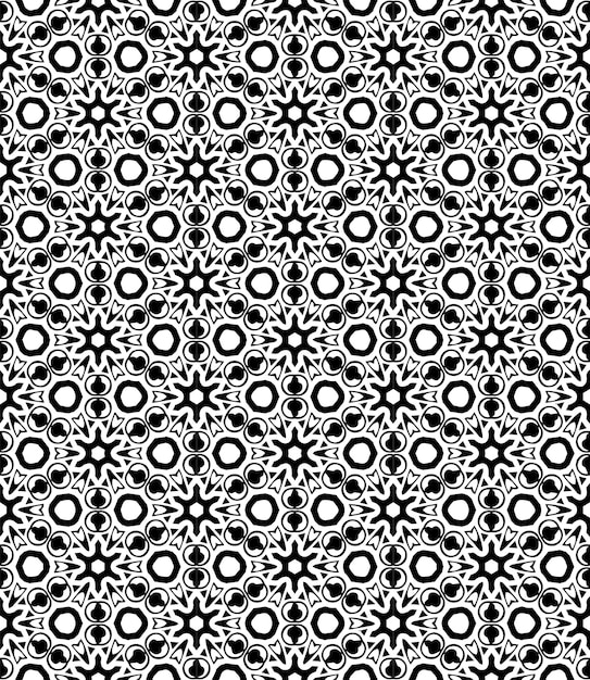 Patrón abstracto sin costuras en blanco y negro Fondo y telón de fondo Diseño ornamental en escala de gris