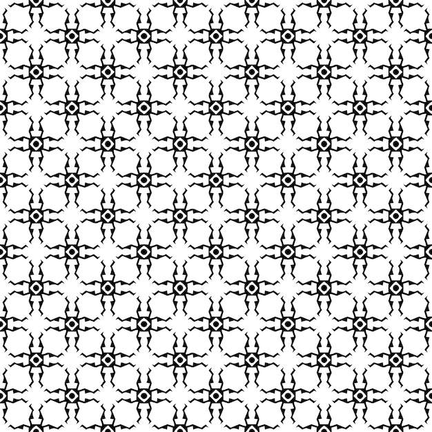 Patrón abstracto sin costuras en blanco y negro Fondo y telón de fondo Diseño ornamental en escala de grises Adornos de mosaico Ilustración gráfica vectorial EPS10
