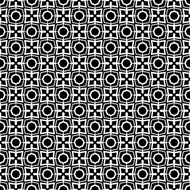Patrón abstracto sin costuras en blanco y negro Fondo y telón de fondo Diseño ornamental en escala de grises Adornos de mosaico Ilustración gráfica vectorial EPS10