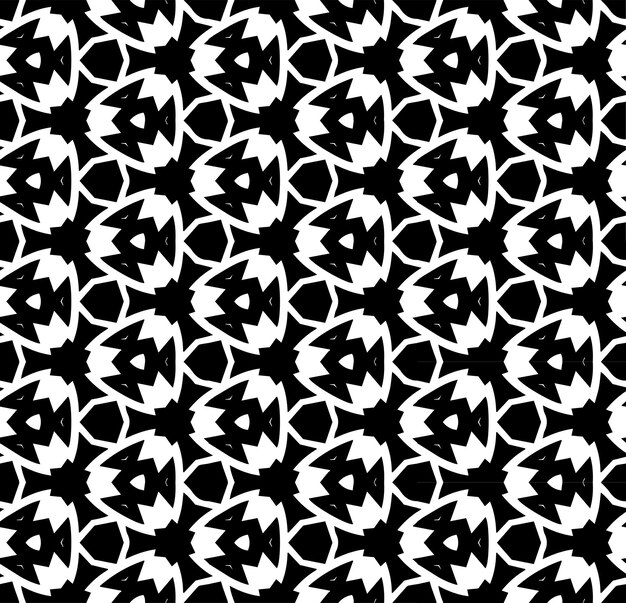 Patrón abstracto sin costuras en blanco y negro Fondo y telón de fondo Diseño ornamental en escala de grises Adornos de mosaico Ilustración gráfica vectorial EPS10
