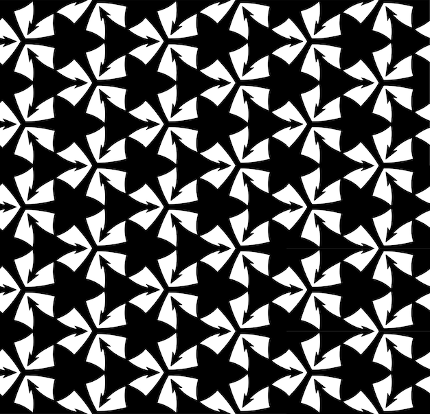 Patrón abstracto sin costuras en blanco y negro Fondo y telón de fondo Diseño ornamental en escala de grises Adornos de mosaico Ilustración gráfica vectorial EPS10