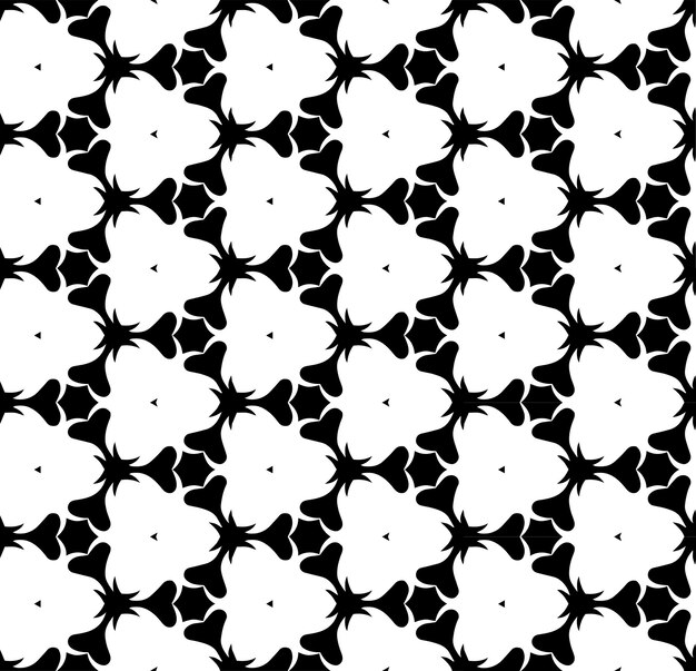 Patrón abstracto sin costuras en blanco y negro Fondo y telón de fondo Diseño ornamental en escala de grises Adornos de mosaico Ilustración gráfica vectorial EPS10
