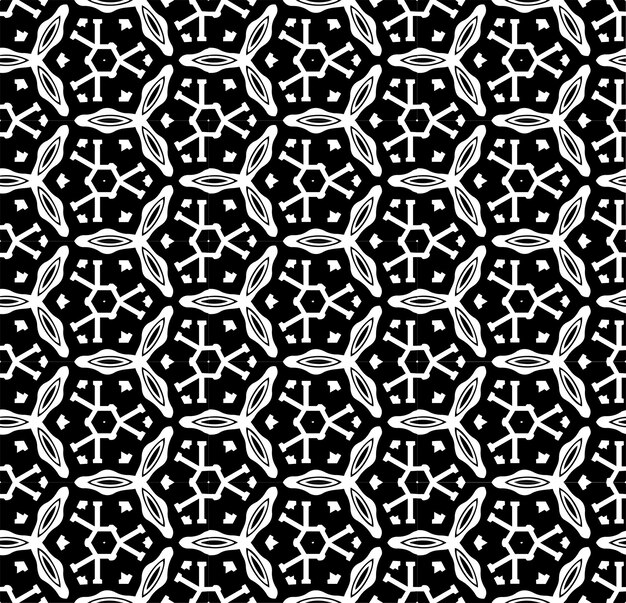 Patrón abstracto sin costuras en blanco y negro Fondo y telón de fondo Diseño ornamental en escala de grises Adornos de mosaico Ilustración gráfica vectorial EPS10