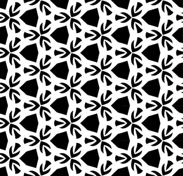 Patrón abstracto sin costuras en blanco y negro Fondo y telón de fondo Diseño ornamental en escala de grises Adornos de mosaico Ilustración gráfica vectorial EPS10
