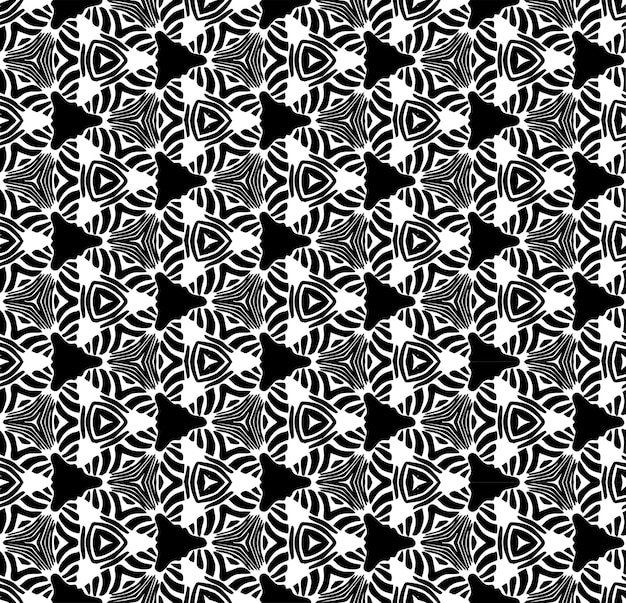 Patrón abstracto sin costuras en blanco y negro Fondo y telón de fondo Diseño ornamental en escala de grises Adornos de mosaico Ilustración gráfica vectorial EPS10