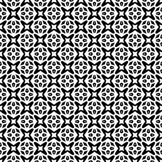 Patrón abstracto sin costuras en blanco y negro Fondo y telón de fondo Diseño ornamental en escala de grises Adornos de mosaico Ilustración gráfica vectorial EPS10