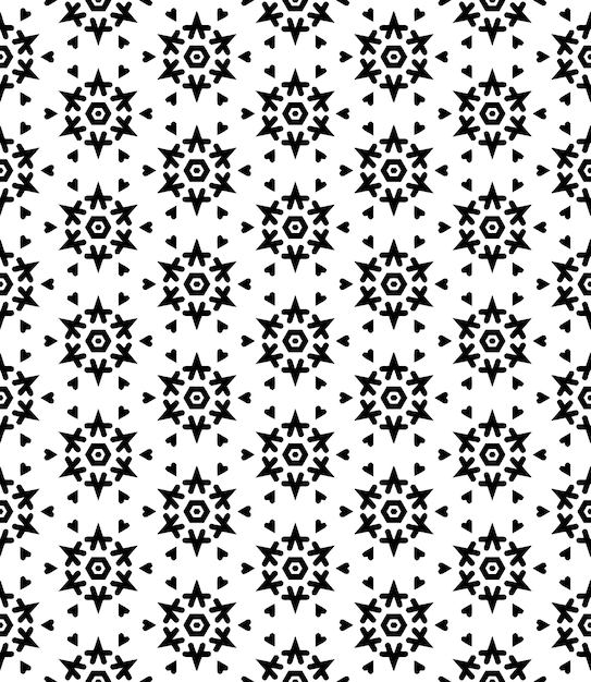 Patrón abstracto sin costuras en blanco y negro Fondo y telón de fondo Diseño ornamental en escala de grises Adornos de mosaico Ilustración gráfica vectorial EPS10