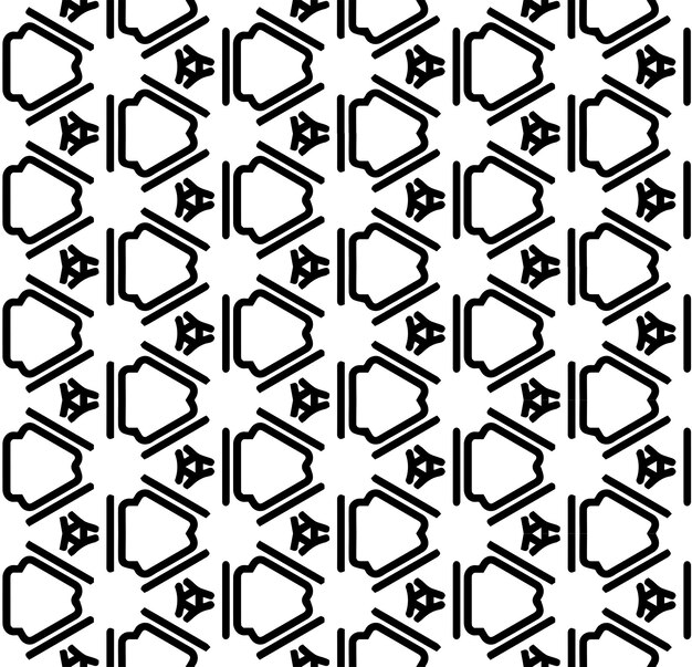 Patrón abstracto sin costuras en blanco y negro Fondo y telón de fondo Diseño ornamental en escala de grises Adornos de mosaico Ilustración gráfica vectorial EPS10
