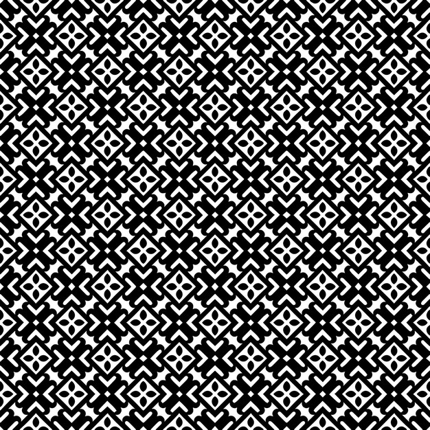 Patrón abstracto sin costuras en blanco y negro Fondo y telón de fondo Diseño ornamental en escala de grises Adornos de mosaico Ilustración gráfica vectorial EPS10