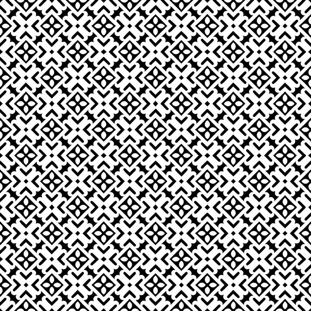 Patrón abstracto sin costuras en blanco y negro Fondo y telón de fondo Diseño ornamental en escala de grises Adornos de mosaico Ilustración gráfica vectorial EPS10