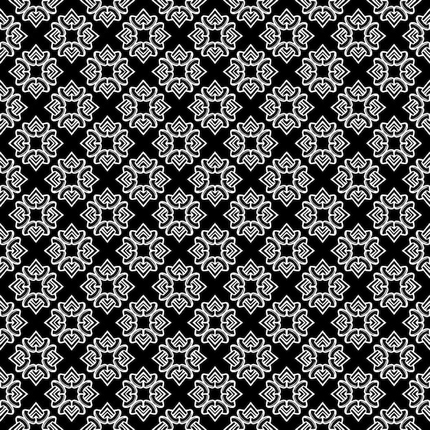 Patrón abstracto sin costuras en blanco y negro Fondo y telón de fondo Diseño ornamental en escala de grises Adornos de mosaico Ilustración gráfica vectorial EPS10