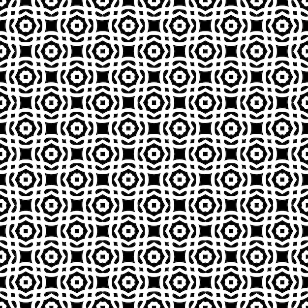 Patrón abstracto sin costuras en blanco y negro Fondo y telón de fondo Diseño ornamental en escala de grises Adornos de mosaico Ilustración gráfica vectorial EPS10